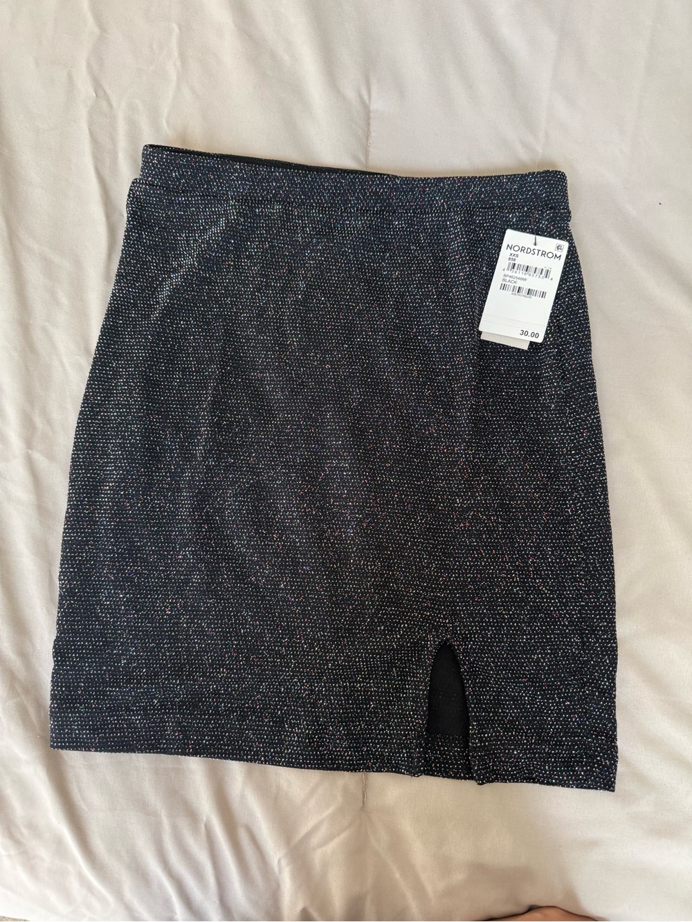 BP. Black Knit Mini Skirt with Multicolor Metallic Speckle